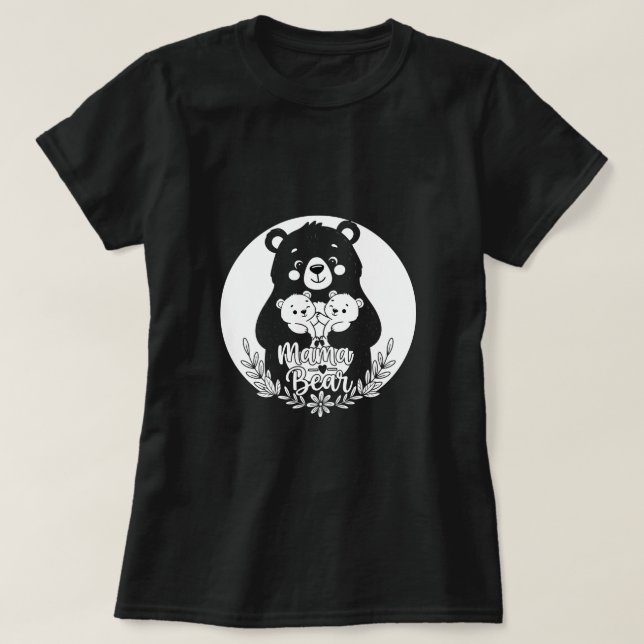 Camiseta Mama Bear with Two Cubs Heart Line Art Design (Frente do Design)