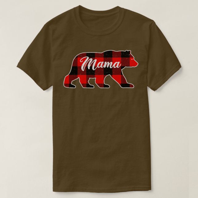 Camiseta Mama Bear, Xadrez de Buffalo da Família Natal Paja (Frente do Design)