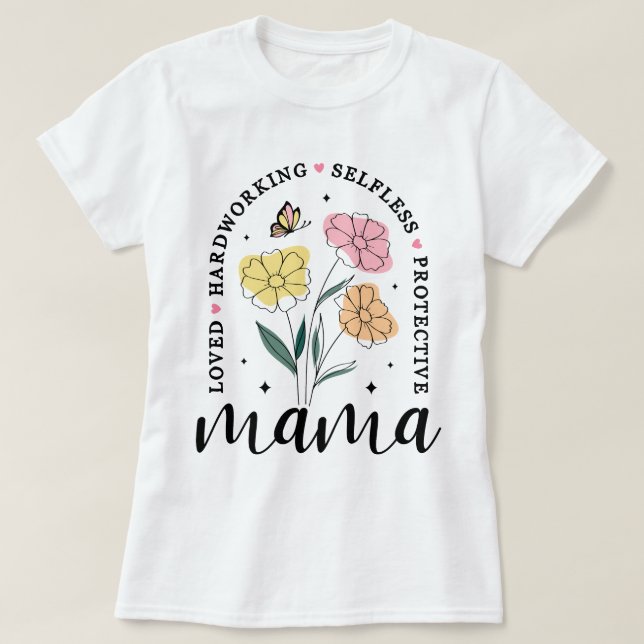Camiseta Mama Boho Flowers Mama (Frente do Design)