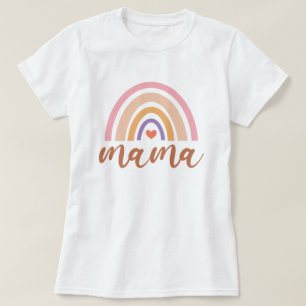 Camiseta Mama Boho Rainbow e Dia de as mães cardíaco