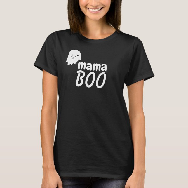 Camiseta Mama BOO Halloween - Correspondência da Família Fa (Frente)