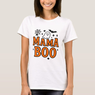 Camiseta Mama Boo Laranja e Preto   Mães da família do Dia 