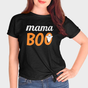 Camiseta Mama Boo Laranja Fantasma Família Combinando Hallo