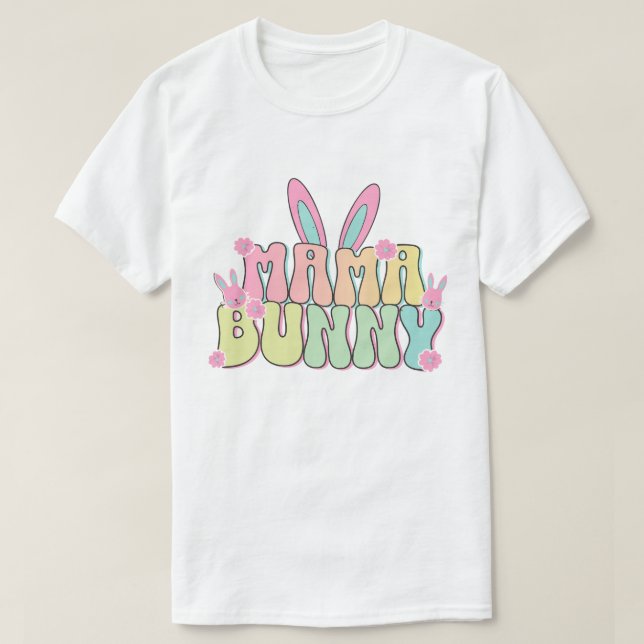 Camiseta 🌸 Mama Bunny Aestic Pastel Sticker - Bonito Leste (Frente do Design)