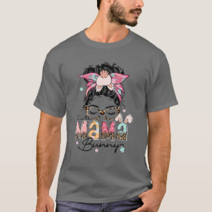 Camiseta Mama Bunny Messy Bun Glass Matchin Familiar Mulher