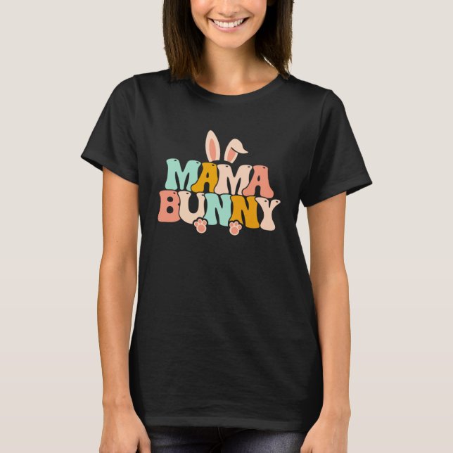 Camiseta Mama Bunny Mom Womens Pregnancy Matching Family Ea (Frente)