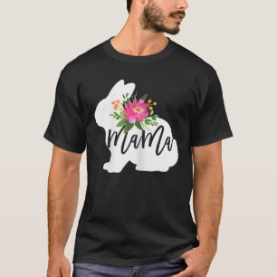 Camiseta Mama Bunny Watercolor Páscoa Floral Para Mamãe