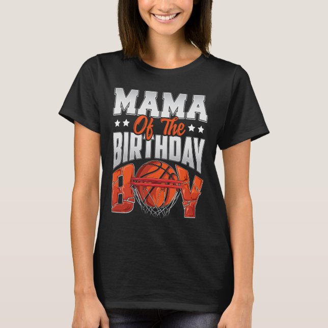 Camiseta Mama Bysketbyll Birthday Boy Family Byller B-day P (Frente)