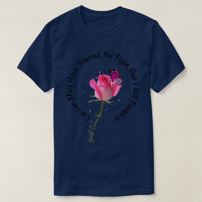Camiseta Mama Cancer de aspas Rosa de borboletas Rosa Fita  (Frente do Design)
