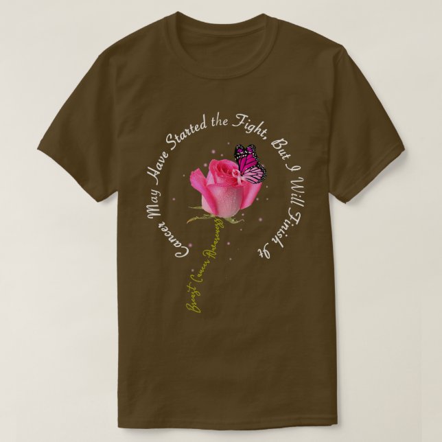 Camiseta Mama Cancer de aspas Rosa de borboletas Rosa Fita  (Frente do Design)
