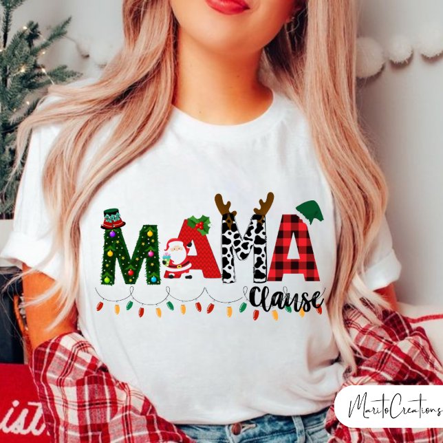 Camiseta Mama Claus Christmas, Christmas, Red buffalo Mom. (Mama Clause.)