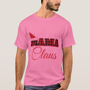 Camiseta Mama Claus Xadrez de Búfalo Conjunto de Natal para