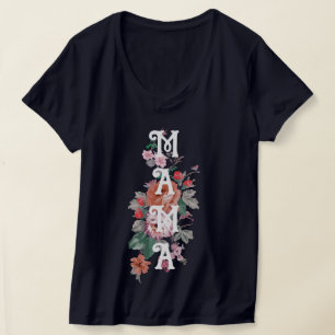 Camiseta Mama Cute floral para mãe