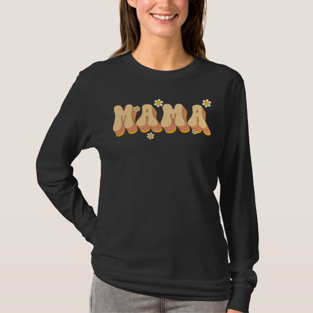 Camiseta Mama Daisy Flowers Retro Groovy Style Gardeners Mo (Frente)