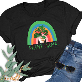 Camiseta Mama das Plantas Jardim Boho Arco-Íris Folhas de M