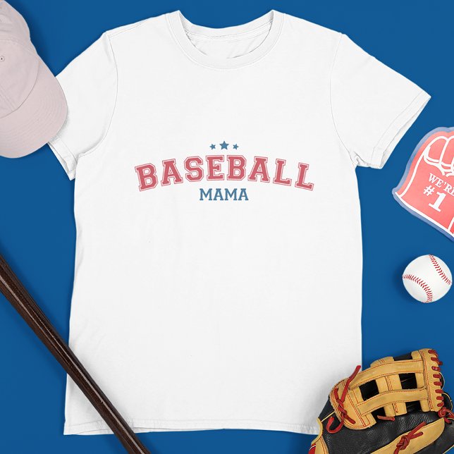 Camiseta Mama de beisebol em Vermelho e Azul (Criador carregado)