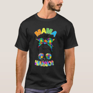 Camiseta Mama de Cabelo Desarrumado de Guerreiro do Autismo