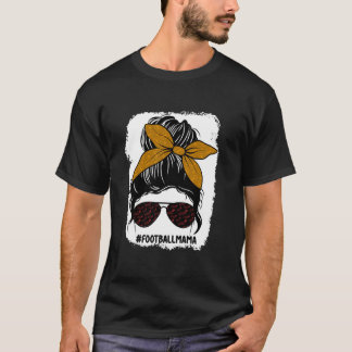 Camiseta Mama de futebol sangrada Leopard Imprime Mensagem 