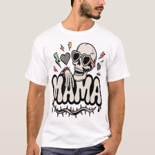 Camiseta Mama de Halloween Divertida Caveira Legal