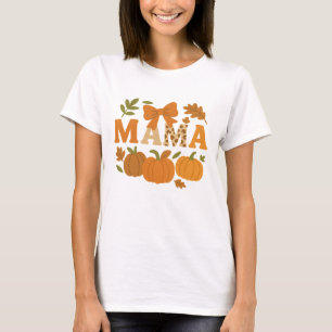 Camiseta Mama de Outono na Moda Estampa de Leopardo Abóbora