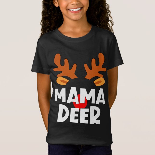 Camiseta Mama Deer Mating Family Tribe Reindeer de Natal (Frente)