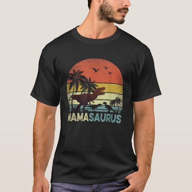 Camiseta Mama Dinossaur Mamasauro 2 Dois filhos (Frente)