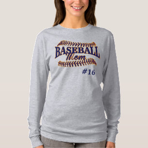 Camiseta Mamã do basebol dos azuis marinhos com número do