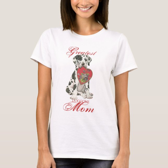Camiseta Mamã do coração de great dane (Frente)