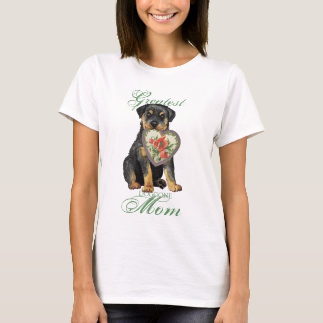 Camiseta Mamã do coração de Rottweiler (Frente)