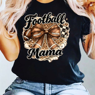Camiseta Mama do Futebol Laço Coquete Dia de Jogo de Outono