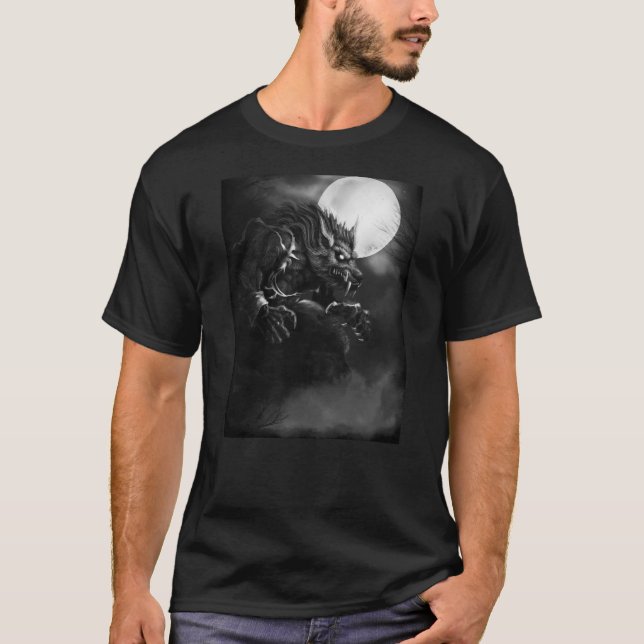 Camiseta Mamã do pau: T-shirt do homem-lobo da lua do urro (Frente)