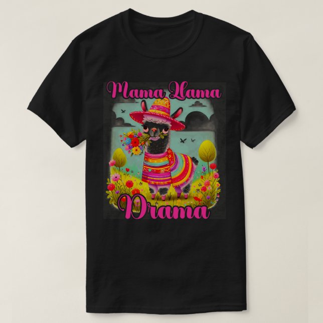 Camiseta Mama Drama Llama Alpaca com óculos sungos Llama Lo (Frente do Design)