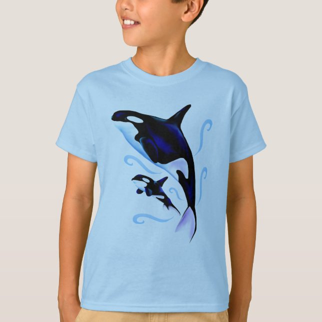 Camiseta Mamã e bebê da orca (Frente)