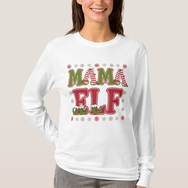 Camiseta Mama Elf Natal (Frente)