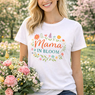 Camiseta Mama Em Flor Design de Tipografia de Primavera