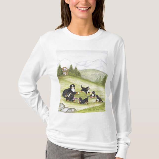 Camiseta Mamã & filhotes de cachorro (Frente)