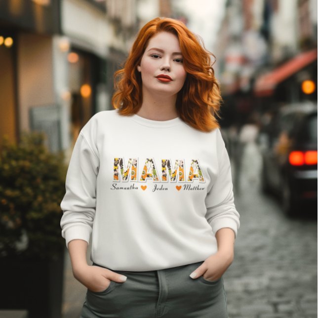 Camiseta "MAMA" Floral Retro com Nomes para Crianç (Criador carregado)
