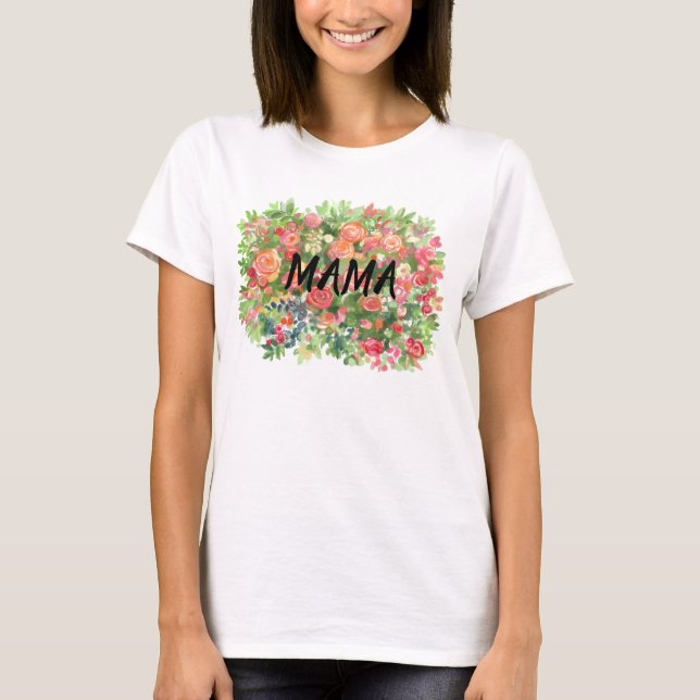 Camiseta MAMA, Flores, (Frente)
