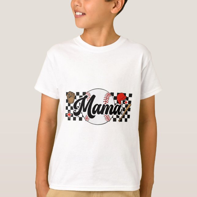 Camiseta Mama Game Day Vibes Dias de as mães Mulheres Baseb (Frente)