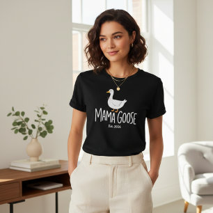 Camiseta Mama Gansa Fofo Minimalista Modernidade Materna