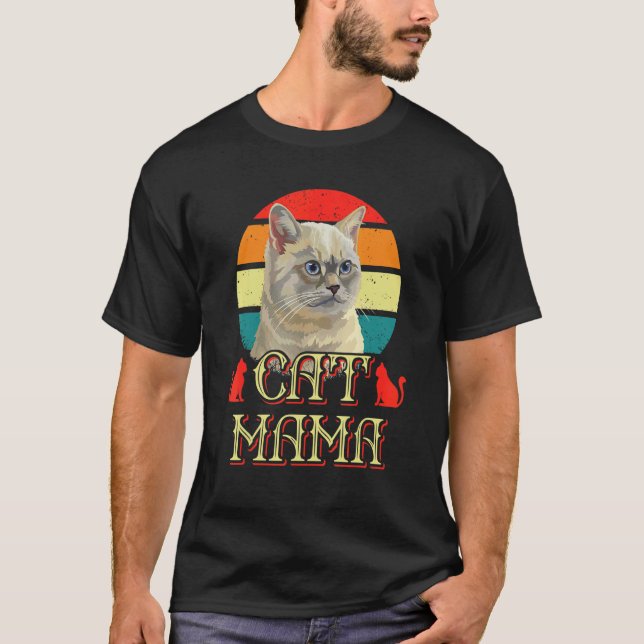 Camiseta Mamá Gato Retro Vintage (Frente)