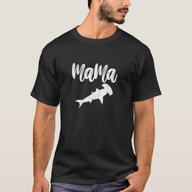 Camiseta Mama Hammerhead Shark Vintage Ideias Para Mãe (Frente)