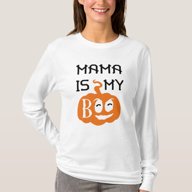 Camiseta Mama is my Boo, Black and Orange Design (Frente)