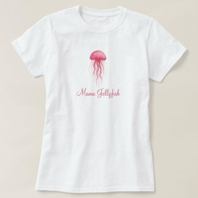 Camiseta Mama Jellyfish Modern Watercolor Girl Baby Shower (Frente do Design)