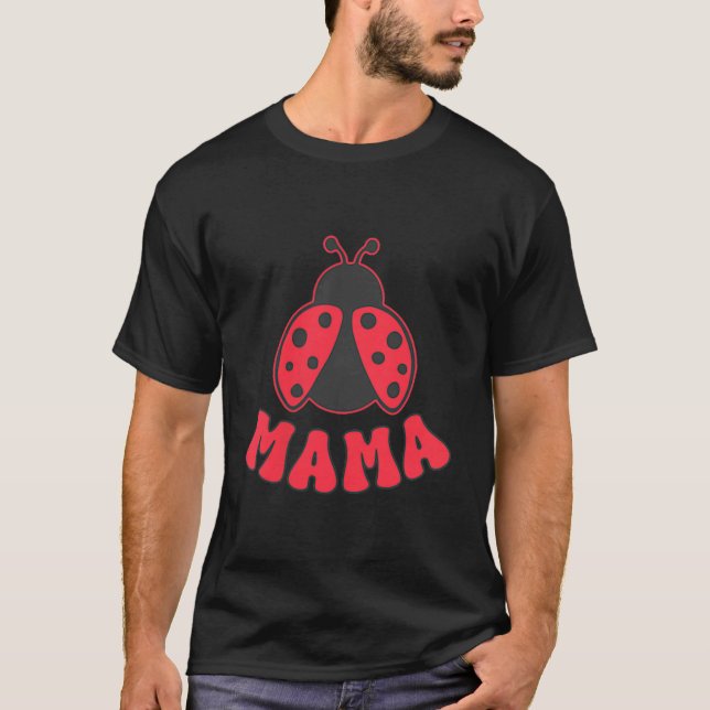 Camiseta Mama Ladybug First Birthday Girl Family Matching P (Frente)