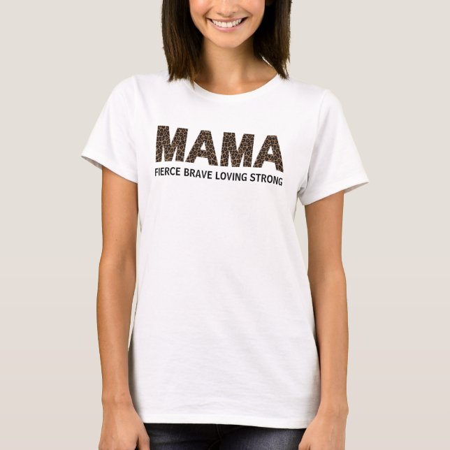 Camiseta Mama Leopard Imprimir Texto Personalizado T-shirt  (Frente)