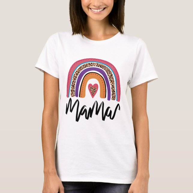 Camiseta Mama Leopard Rainbow (Frente)
