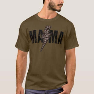 Camiseta Mama Lightning Bolt Leopard Cheetah Impressão mães