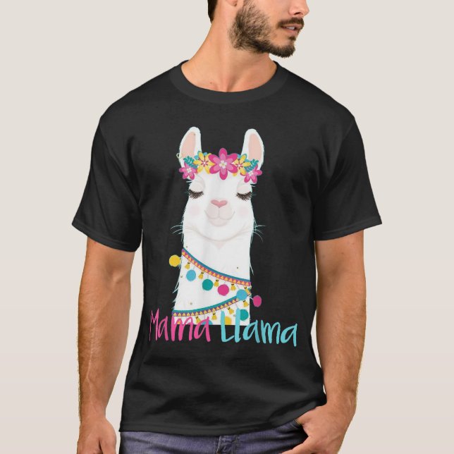 Camiseta Mama Llama Dia de as mães Engraçado para Mulheres  (Frente)