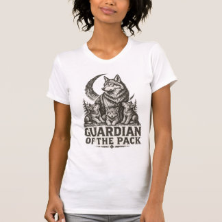 Camiseta Mama Loba e Filhotes Floresta Luar Natureza Gráfic